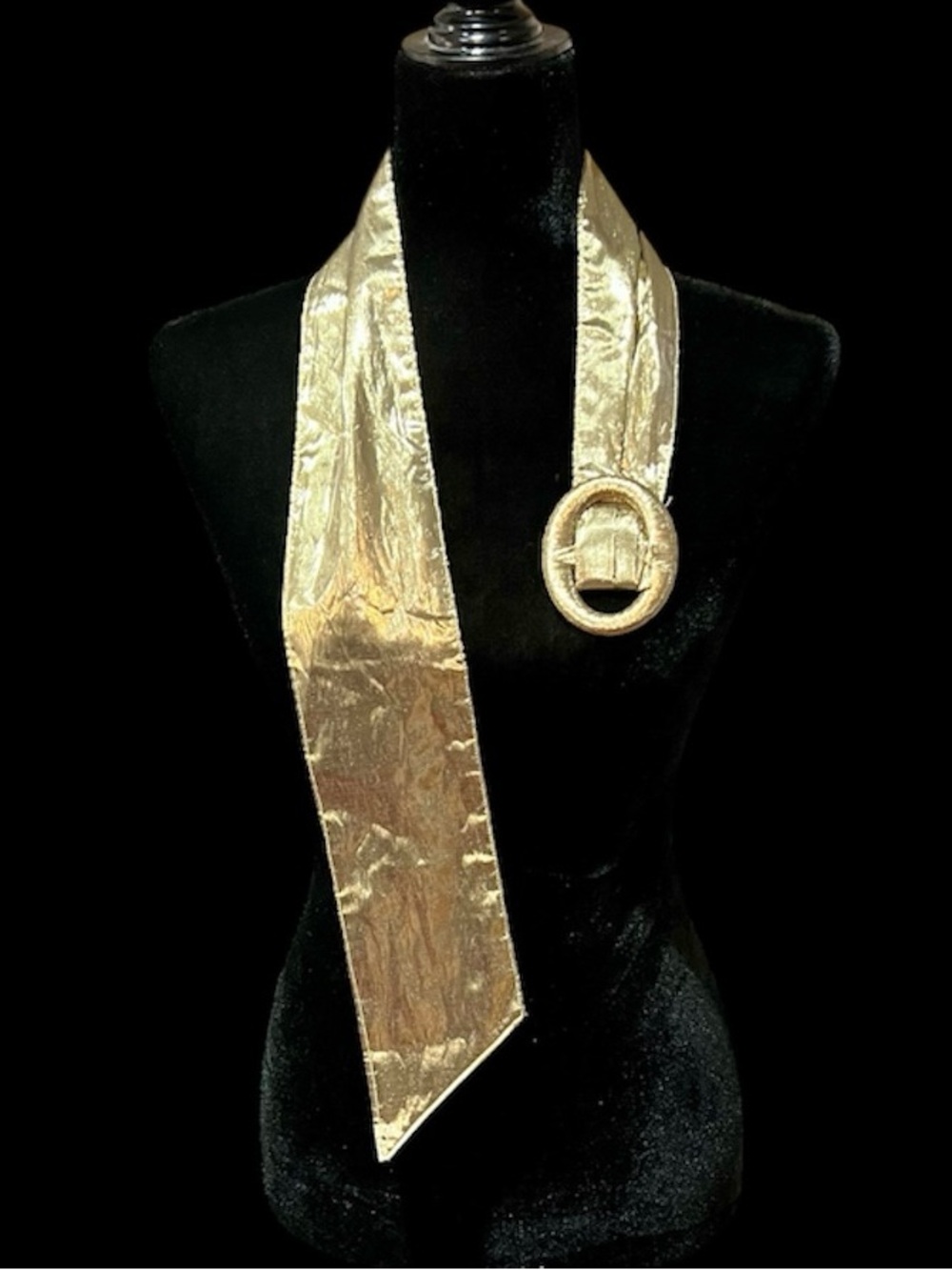 Gold Lamé Sash Belt - Size 33.5" - 36.5"